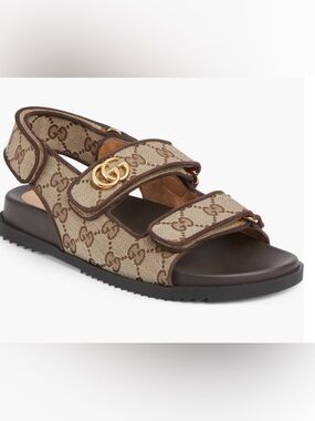 Gucci GG Supreme Canvas Monogram Velcro Sandals